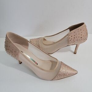 STACCATO Cream Embellished Pointed Toe Mesh Sexy Classy Pump Size 38/7.5
